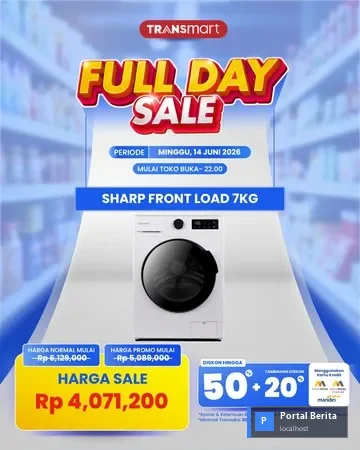 Transmart Full Day Sale 14 Juni 2026: Diskon Mesin Cuci Rp 2 Juta & Hemat Ekstra 50+20% dengan Kartu Bank!