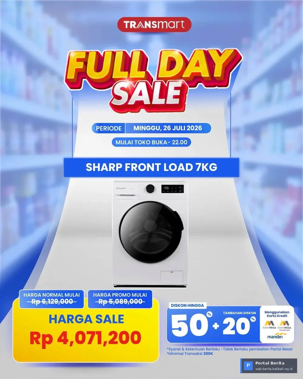 Strategi Retail Transmart 2026: Diskon Besar-besaran Mesin Cuci Sharp Hingga Rp 2 Juta di 'Full Day Sale' Akhir Pekan